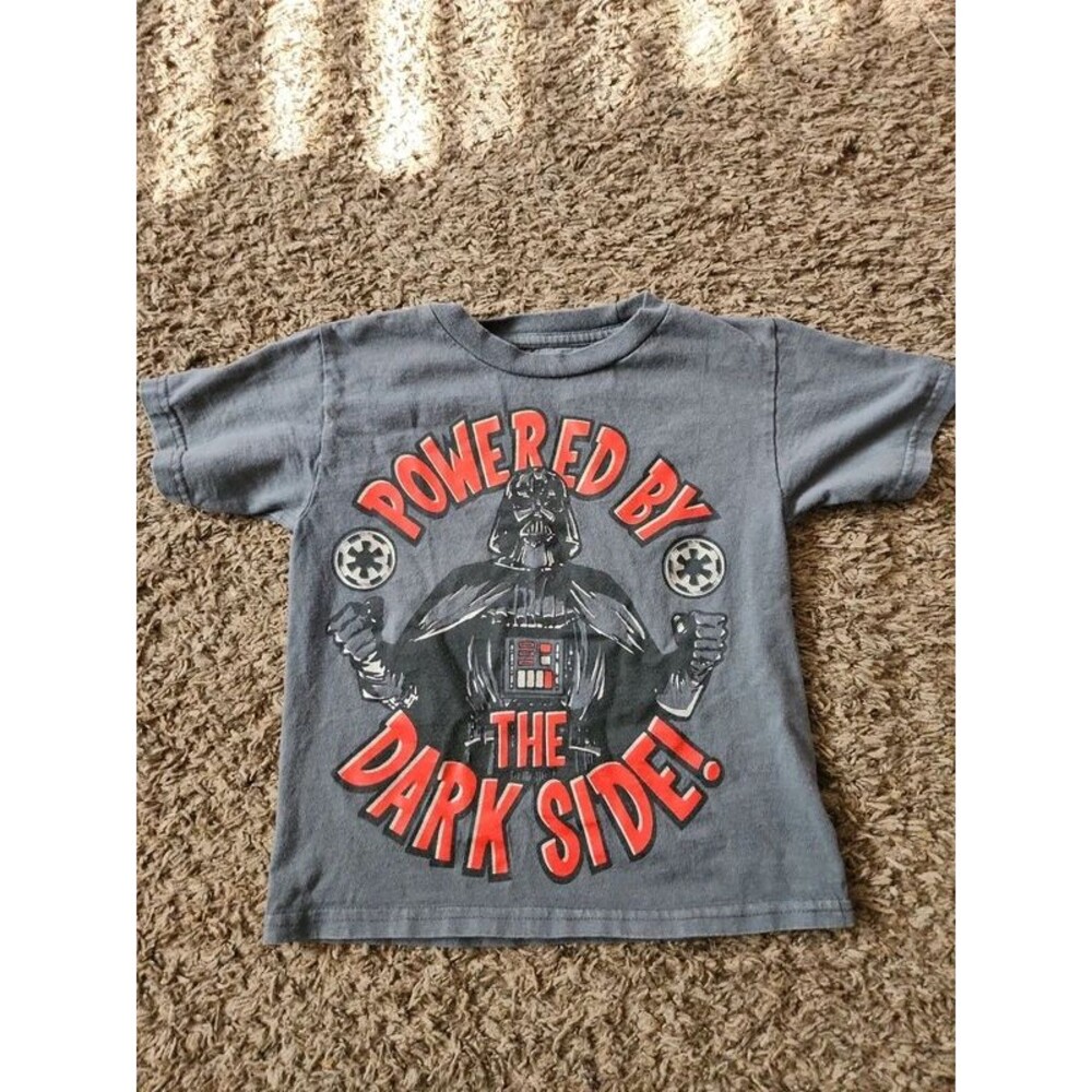 Star Wars Boys Darth Vader Graphic T-Shirt "Powered By The Dark Side" - Grey